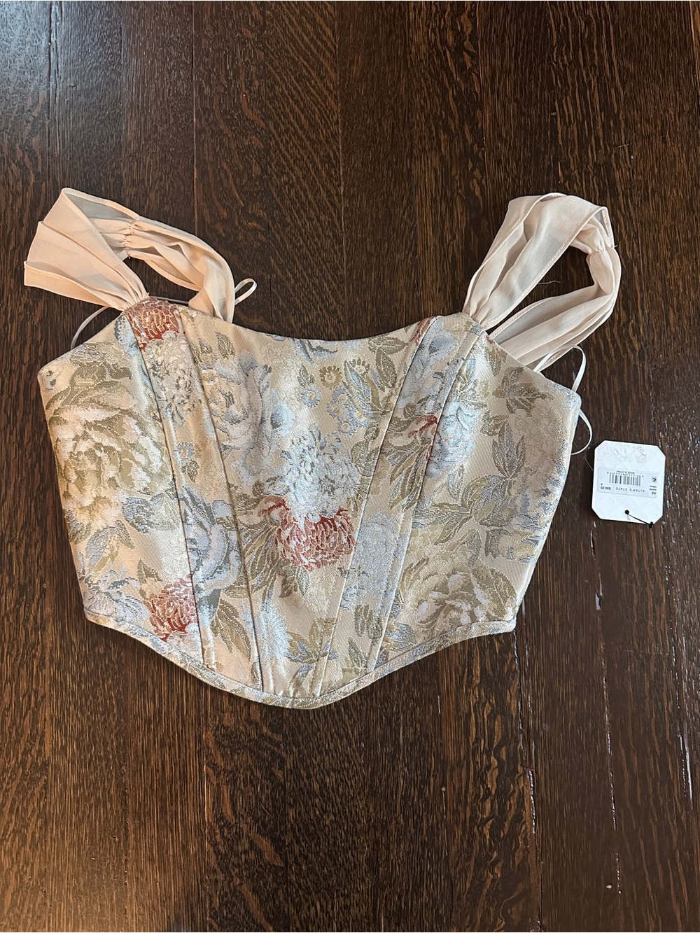 Altar'd State Blush Floral Brocade Tapestry Corset Top